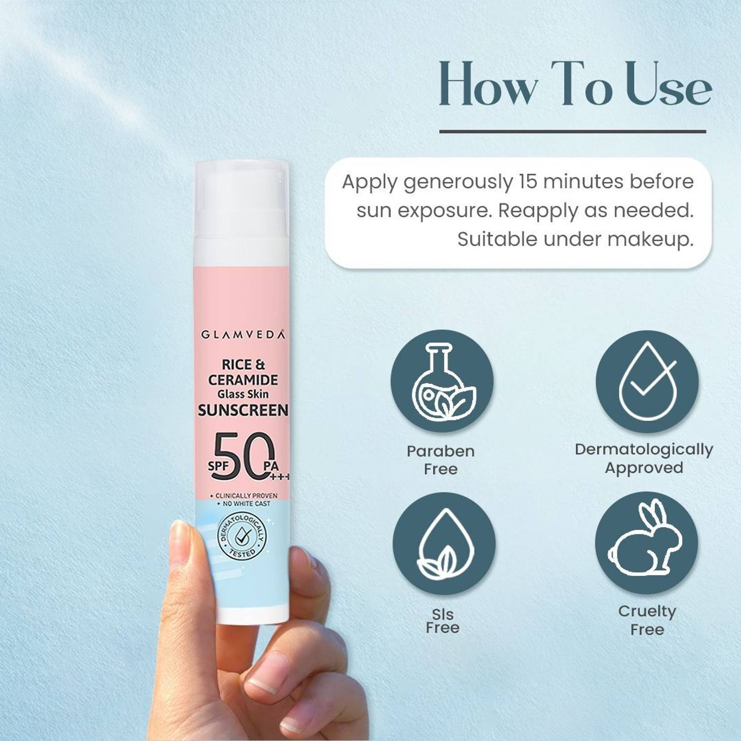 GLAMVEDA Sunscreen SPF 50 PA+++ 50g - Image 3