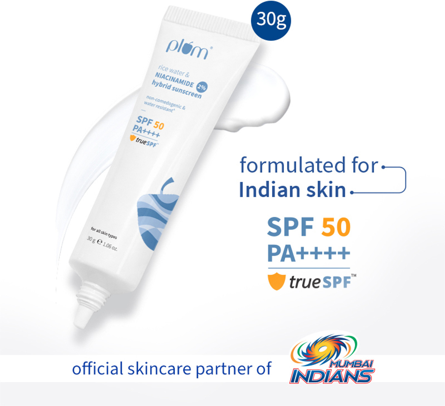Image of Plum Sunscreen - SPF 50 PA++++ 2% Niacinamide & Rice Water sunscreen In-vivo & in-vitro tested