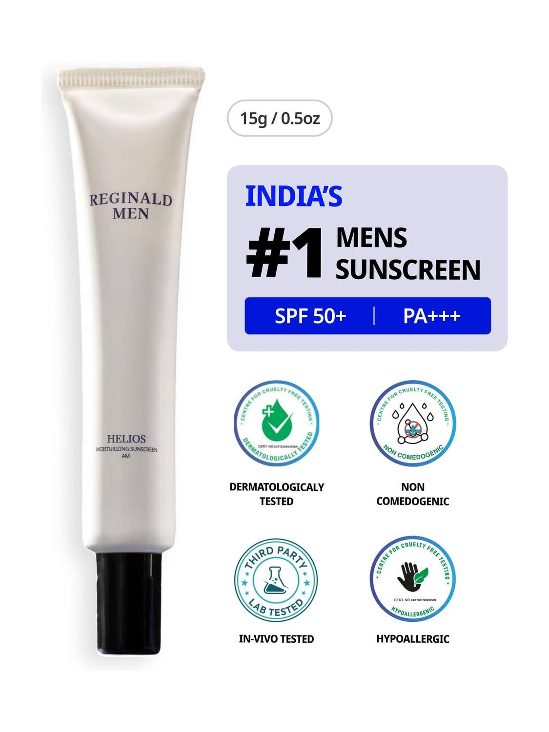 Reginald Men Sunscreen SPF 50+ PA++++ 11 Actives - Image 1