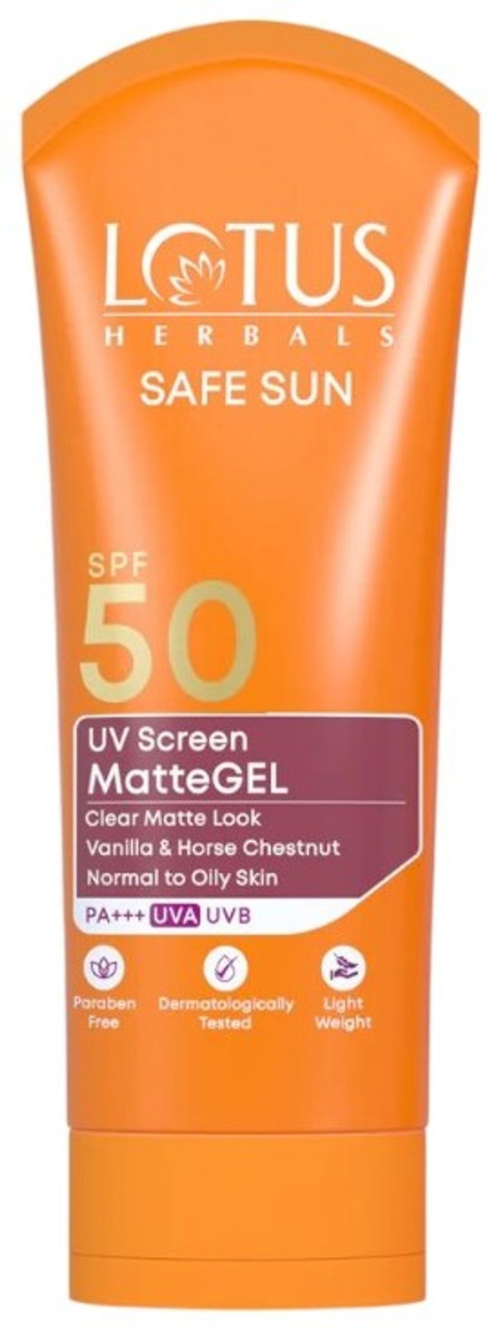 Image of LOTUS HERBALS Sunscreen - SPF 50 PA+++ Safe Sun UV Screen Matte Gel- SPF50