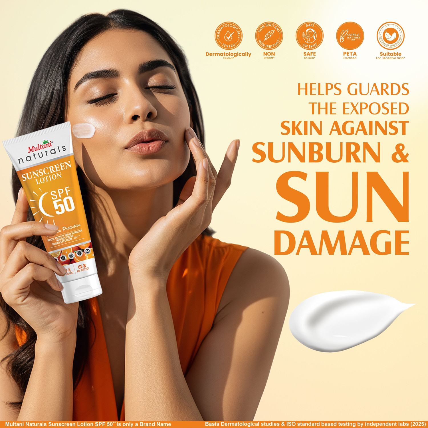Image of Multani Sunscreen - SPF 50 PA++++ Natural Vitamin C Sunscreen Lotion | No White Caste |Prevent Sunburn & SunTan -