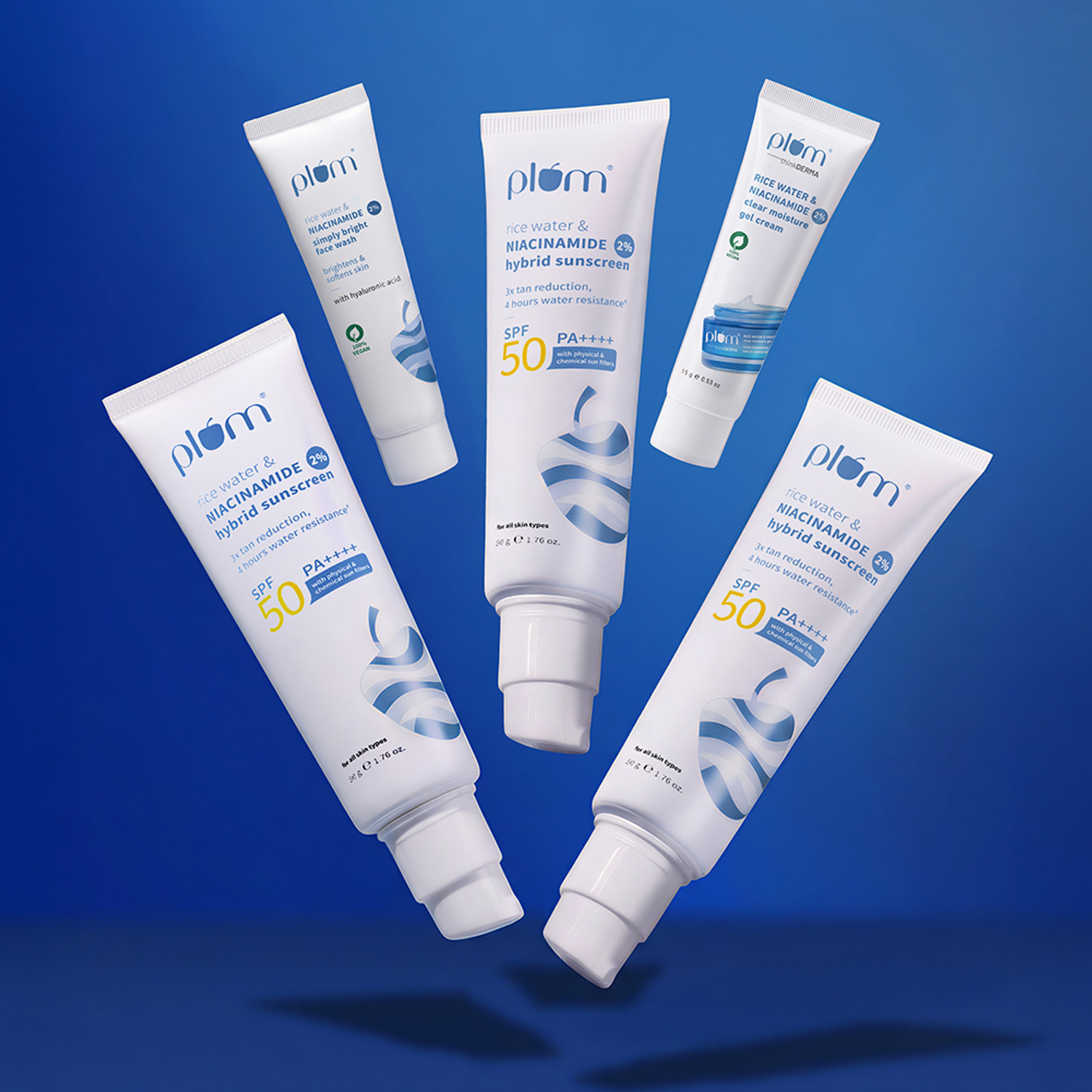 Image of Plum Sunscreen - SPF 50 PA++++ 2% Niacinamide & Rice Water Sunscreen | No White Cast + Free Face Wash