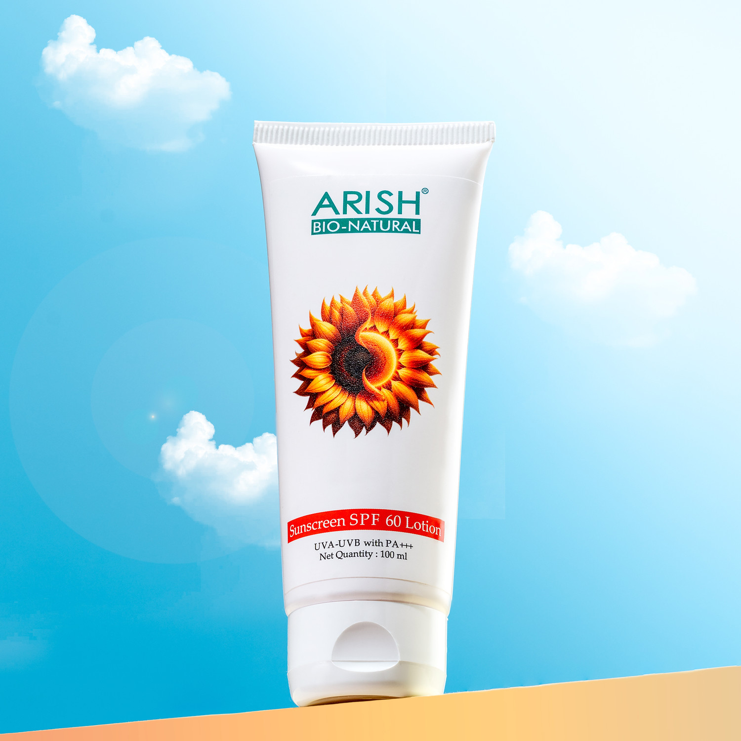 Image of ARISH BIO-NATURAL Sunscreen - SPF 60 PA+++ Sunscreen SPF 60 Lotion