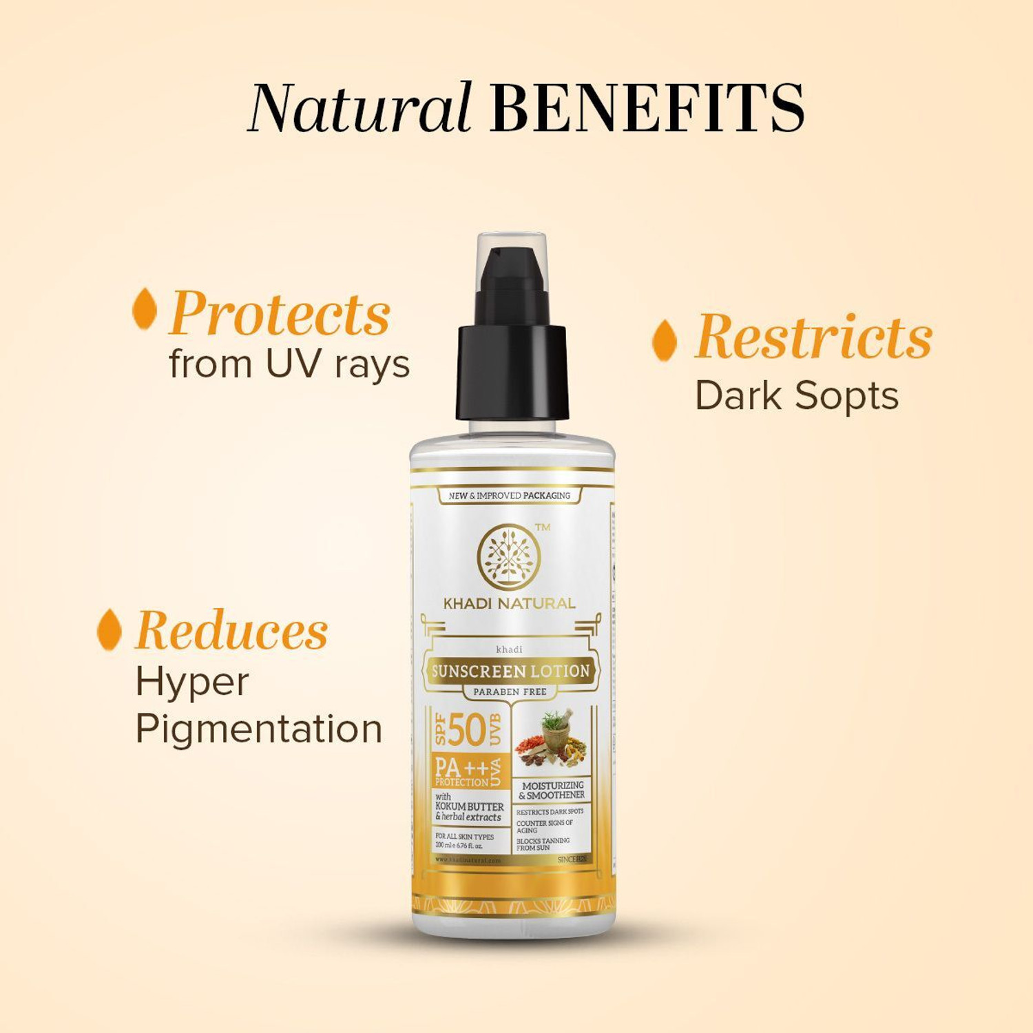 Image of KHADI NATURAL Sunscreen - SPF 50 PA++ for Daily Sun Protection Use