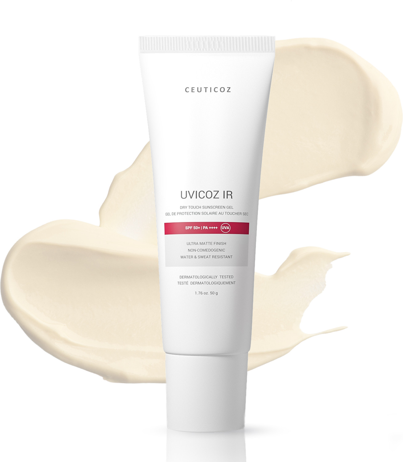 Image of CEUTICOZ Sunscreen - SPF 50+ PA++++ Uvicoz IR Dry Touch Sunscreen Gel with UV & IR Protection and Matte Finish