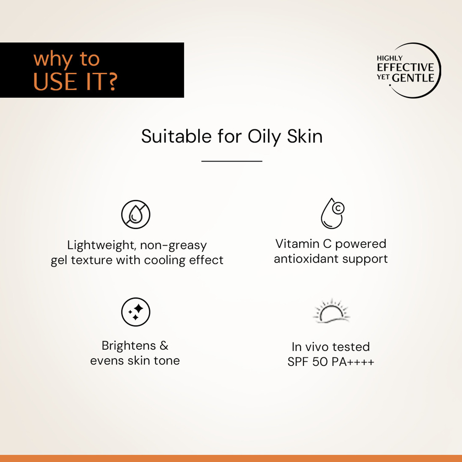 Image of Deconstruct Sunscreen - SPF 50 PA++++ 5% Vitamin C Gel Sunscreen Brightens New Gen Oily Skin For Men & Women