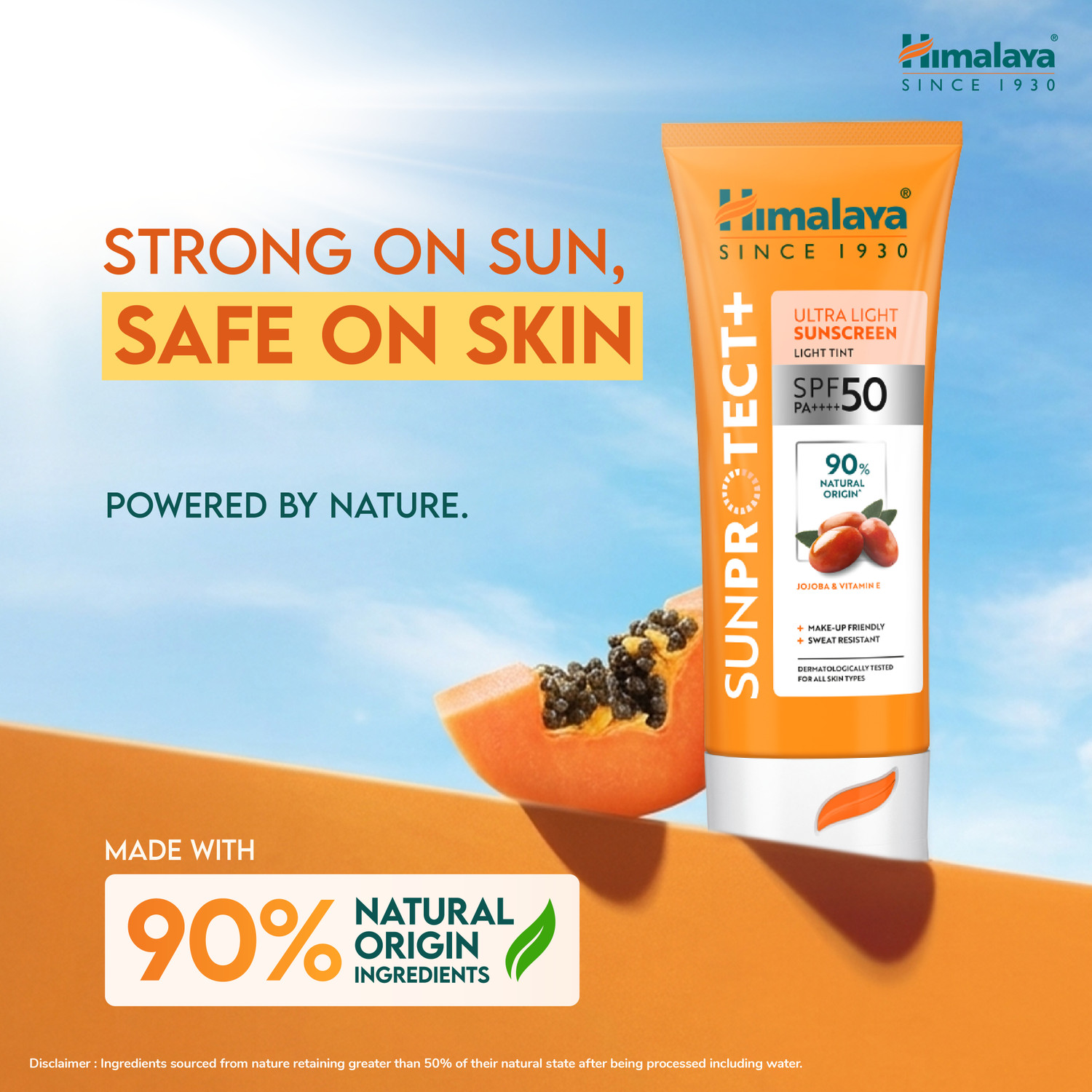 Image of HIMALAYA Sunscreen - SPF 50 PA++++ Sun Protect+ Ultra Light Sunscreen Light Tint (50 g)