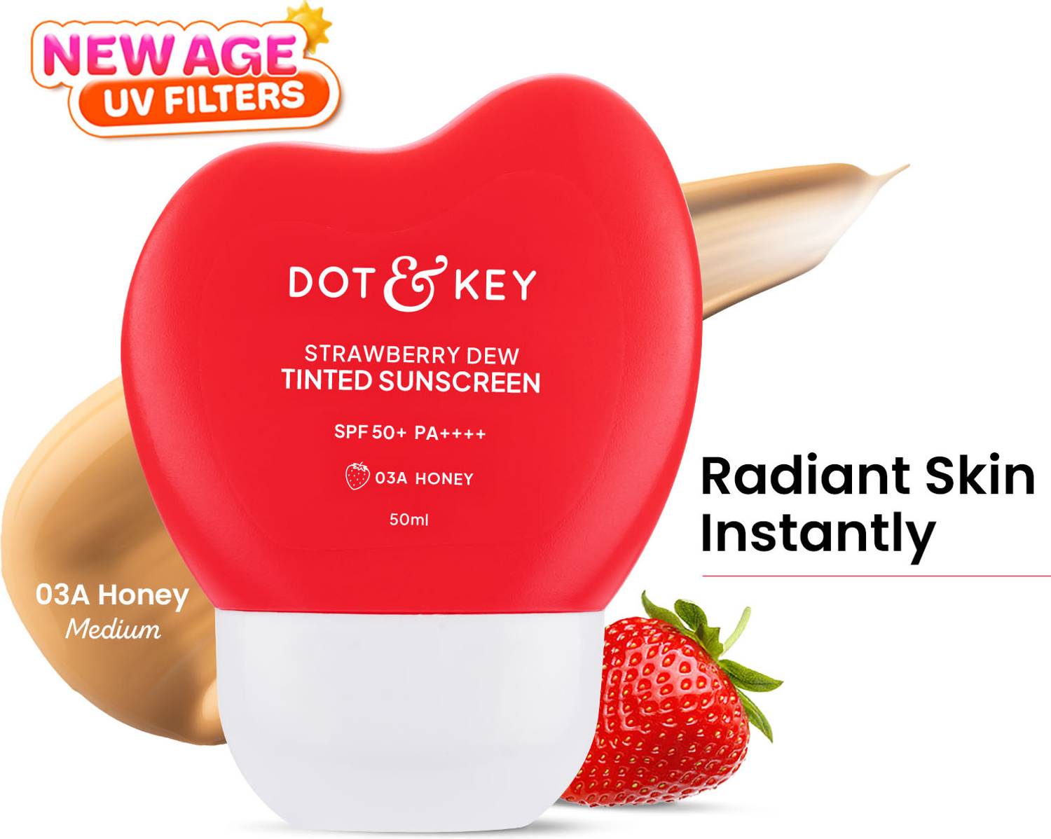 Dot & Key Strawberry Dew Tinted Sunscreen SPF 50+ PA++++ 03A Honey