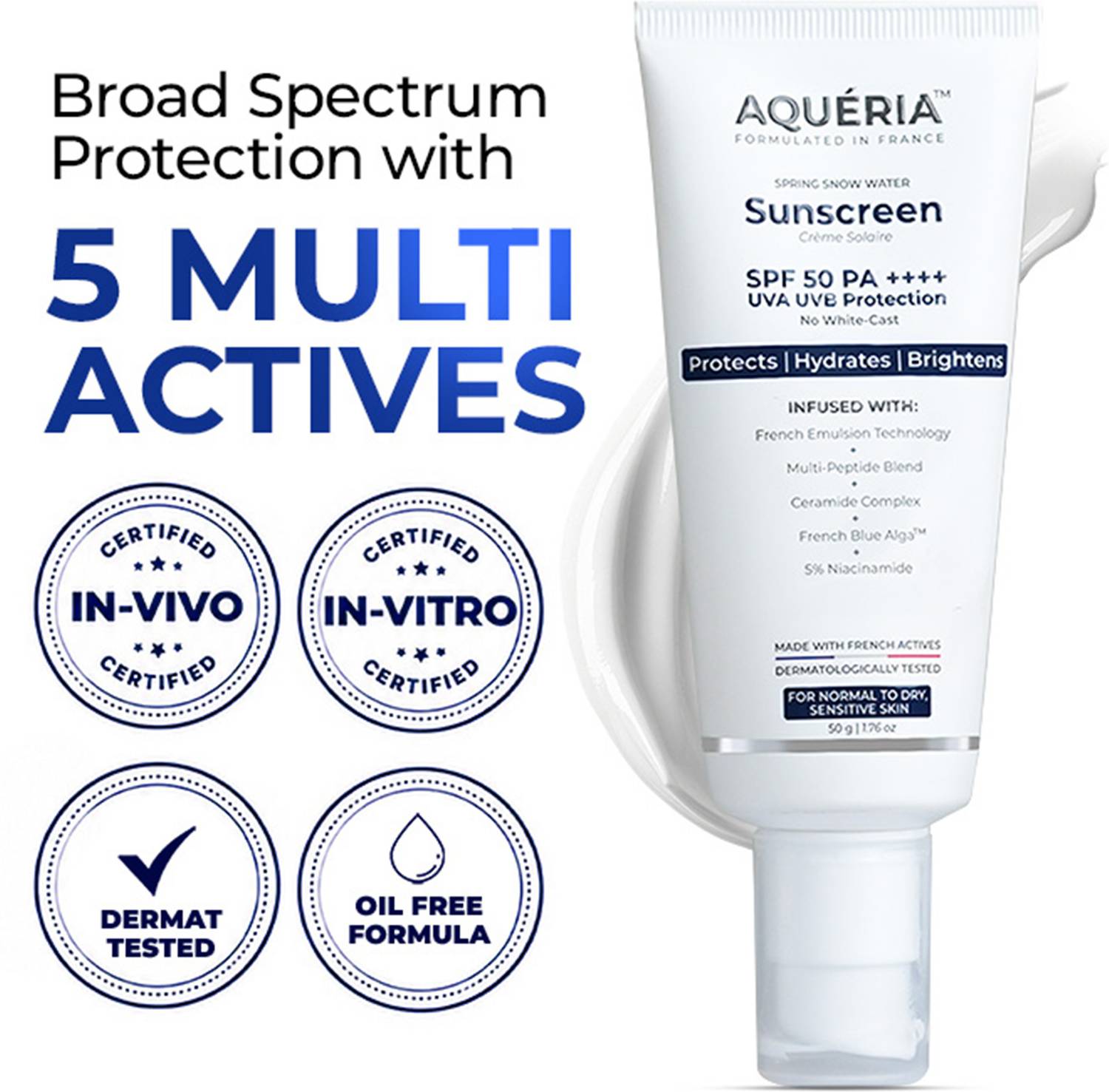 Aqueria Sunscreen - SPF 50 PA++++ Brightening & Hydrating French ... more