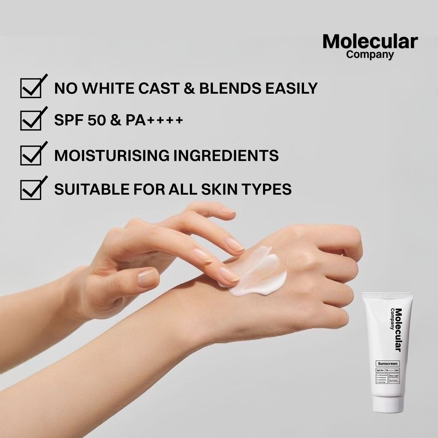 Image of Molecular Company Sunscreen - SPF 50 PA++++ Sunscreen SPF 50+ PA++++ with 5% Niacinamide