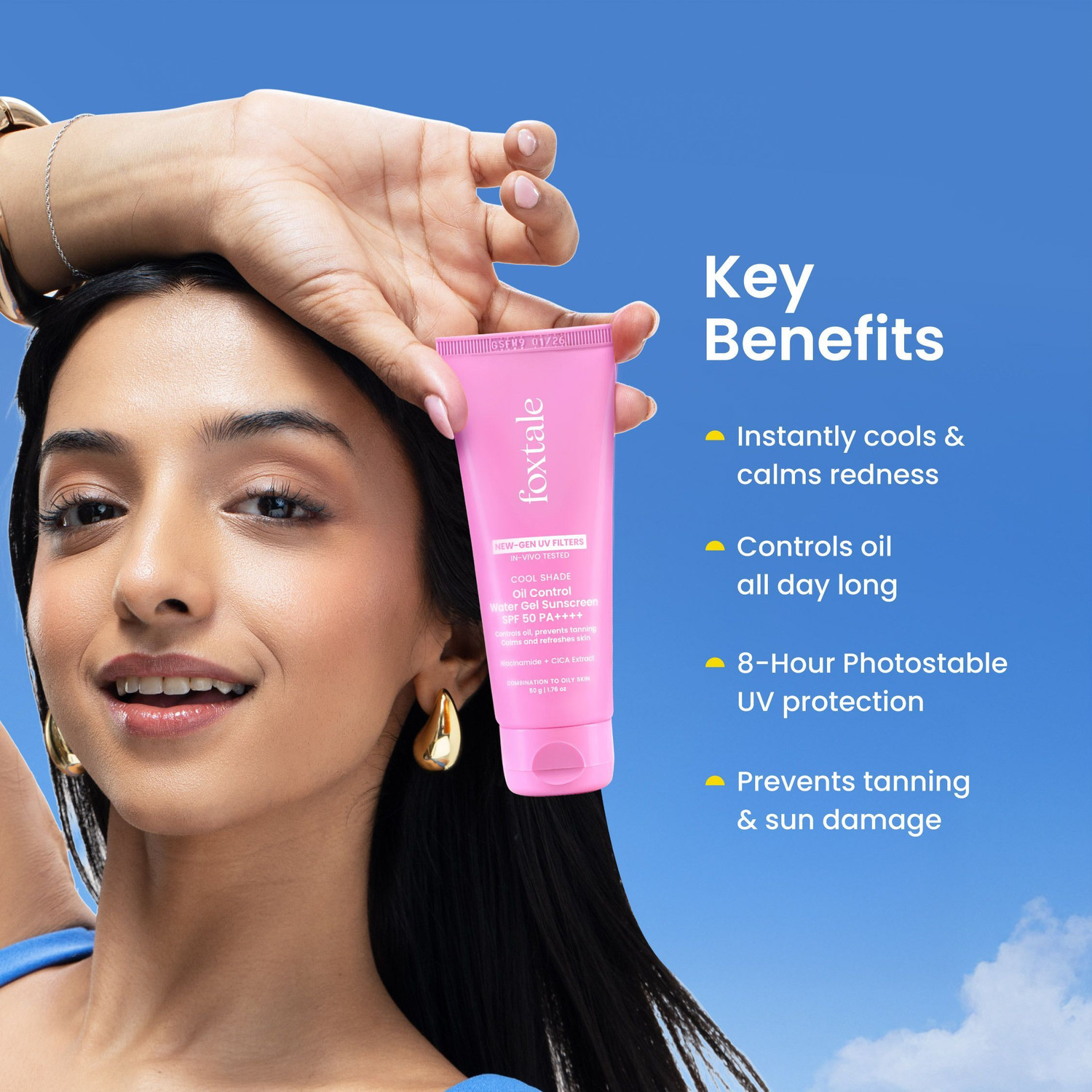 Image of Foxtale Sunscreen - SPF 50 PA++++ Cooling Sunscreen with AquaRelease Tech for Oily Skin