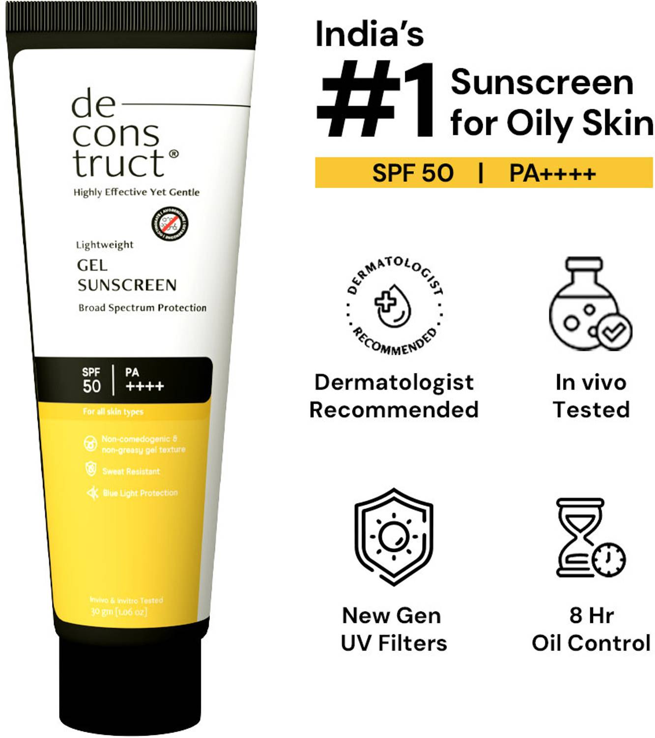 deconstruct Sunscreen - SPF 50 PA++++ Lightweight Gel Sunscreen