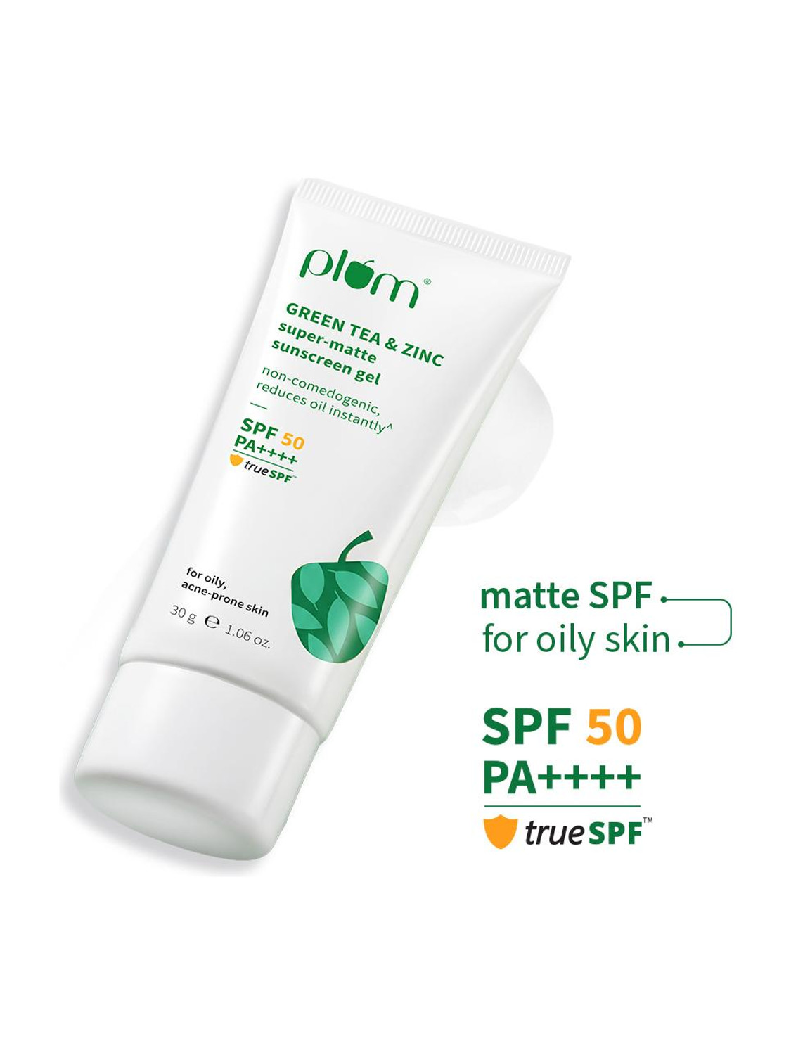 Image of Plum Sunscreen - SPF 50 PA++++ Green Tea & Zinc Super-Matte Sunscreen Gel | Formulated For Oily Skin