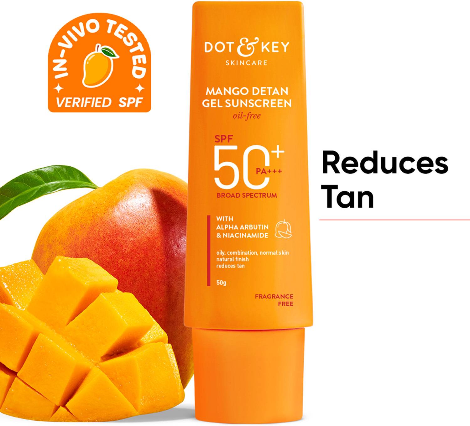 Dot & Key Sunscreen - SPF 50 PA++++ Mango Detan Gel, In-Vivo Test
