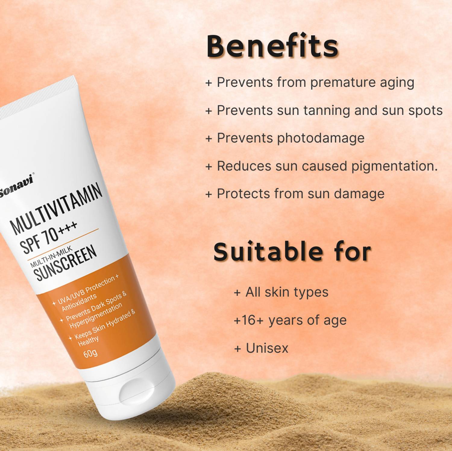 Sonavi SPF 70 PA+++ Multivitamin Sunscreen - Image 3