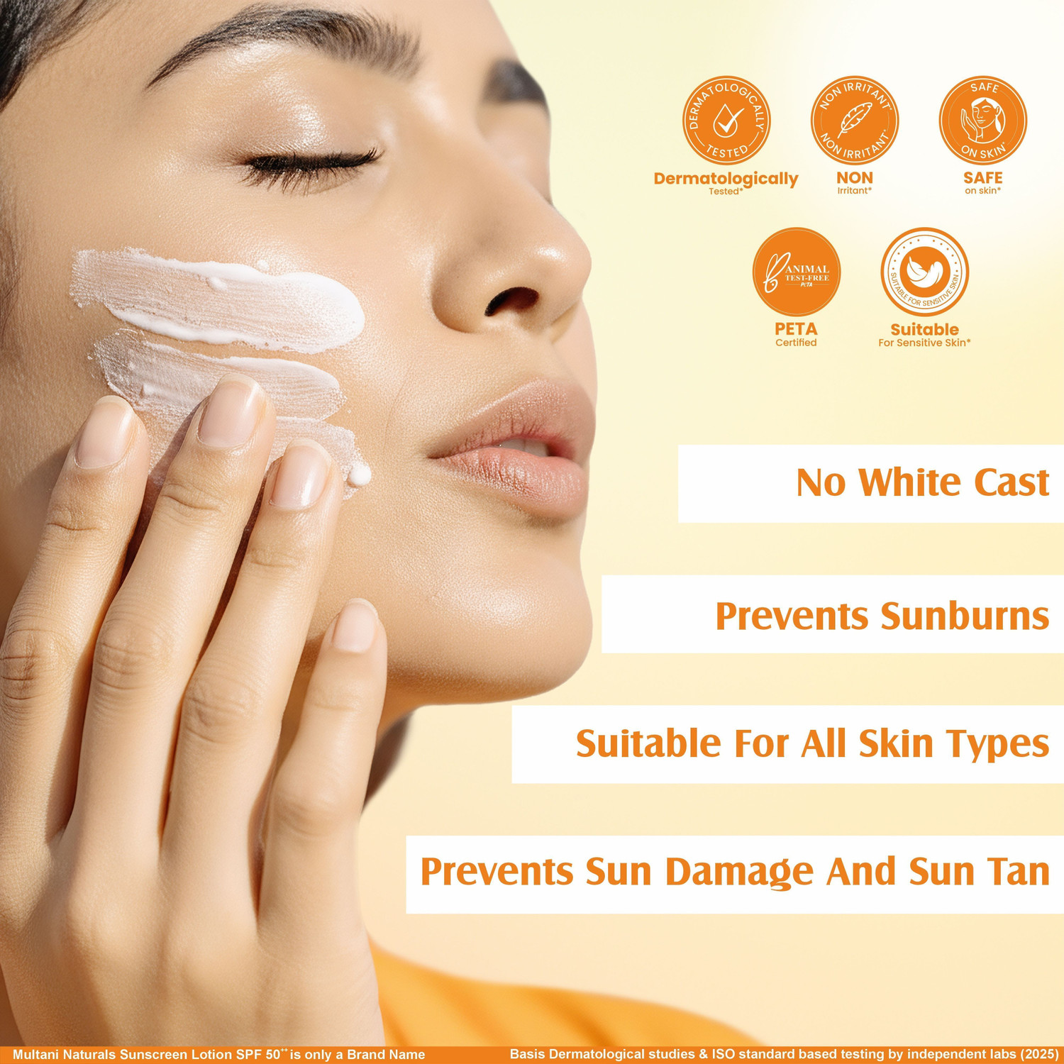 Image of Multani Sunscreen - SPF 50 PA++++ Natural Vitamin C Sunscreen Lotion | No White Caste |Prevent Sunburn & SunTan -