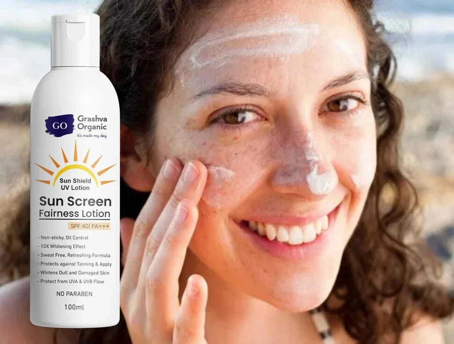 Image of Grashva Organic Sunscreen - SPF 40 PA+++ Lightweight Gel Sunscreen | No White Cast | For men & Women |