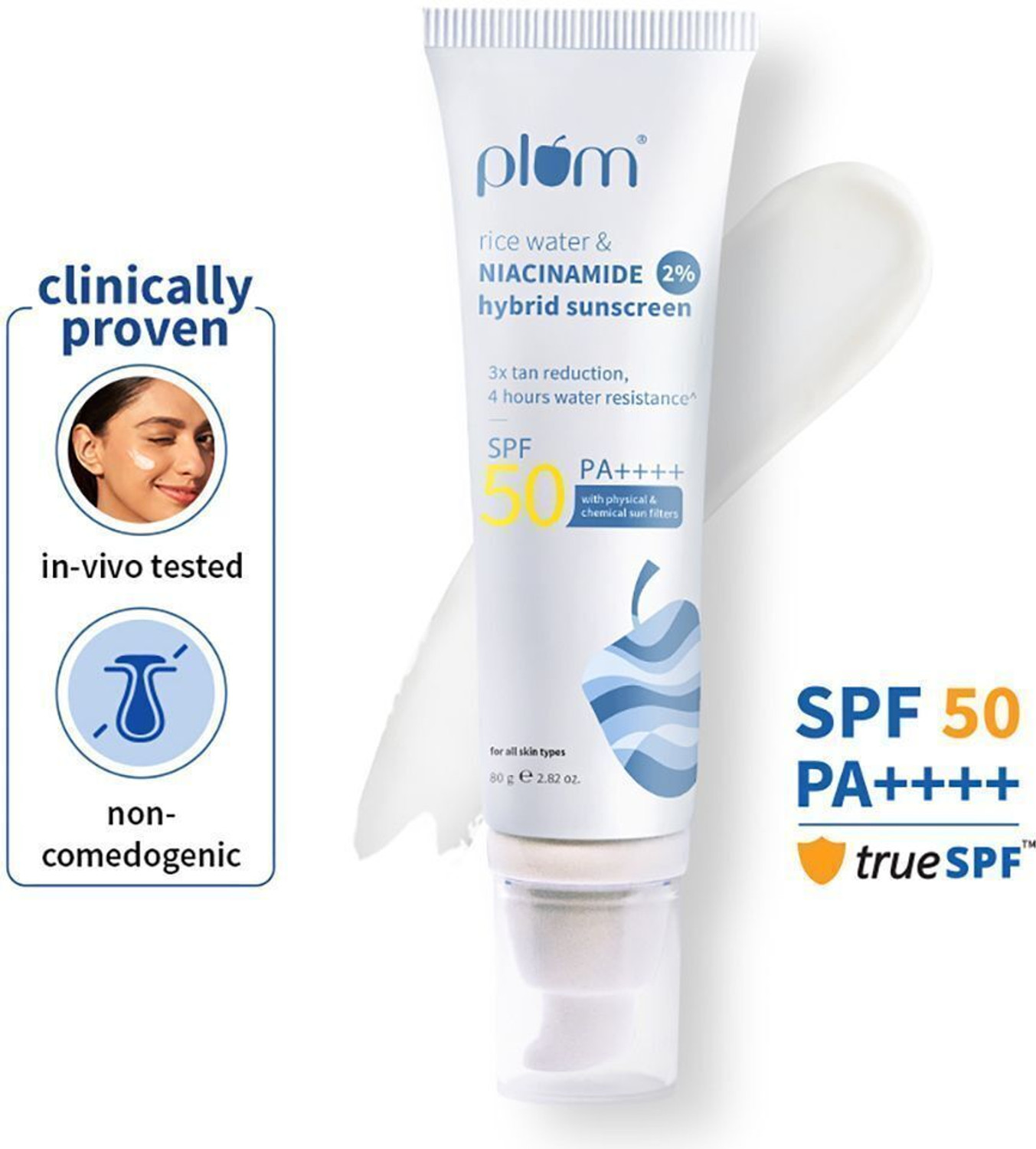 Image of Plum Sunscreen - SPF 50 PA+++ Rice Water & 2% Niacinamide Sunscreen SPF 50 PA+++ with 3X tan reduction