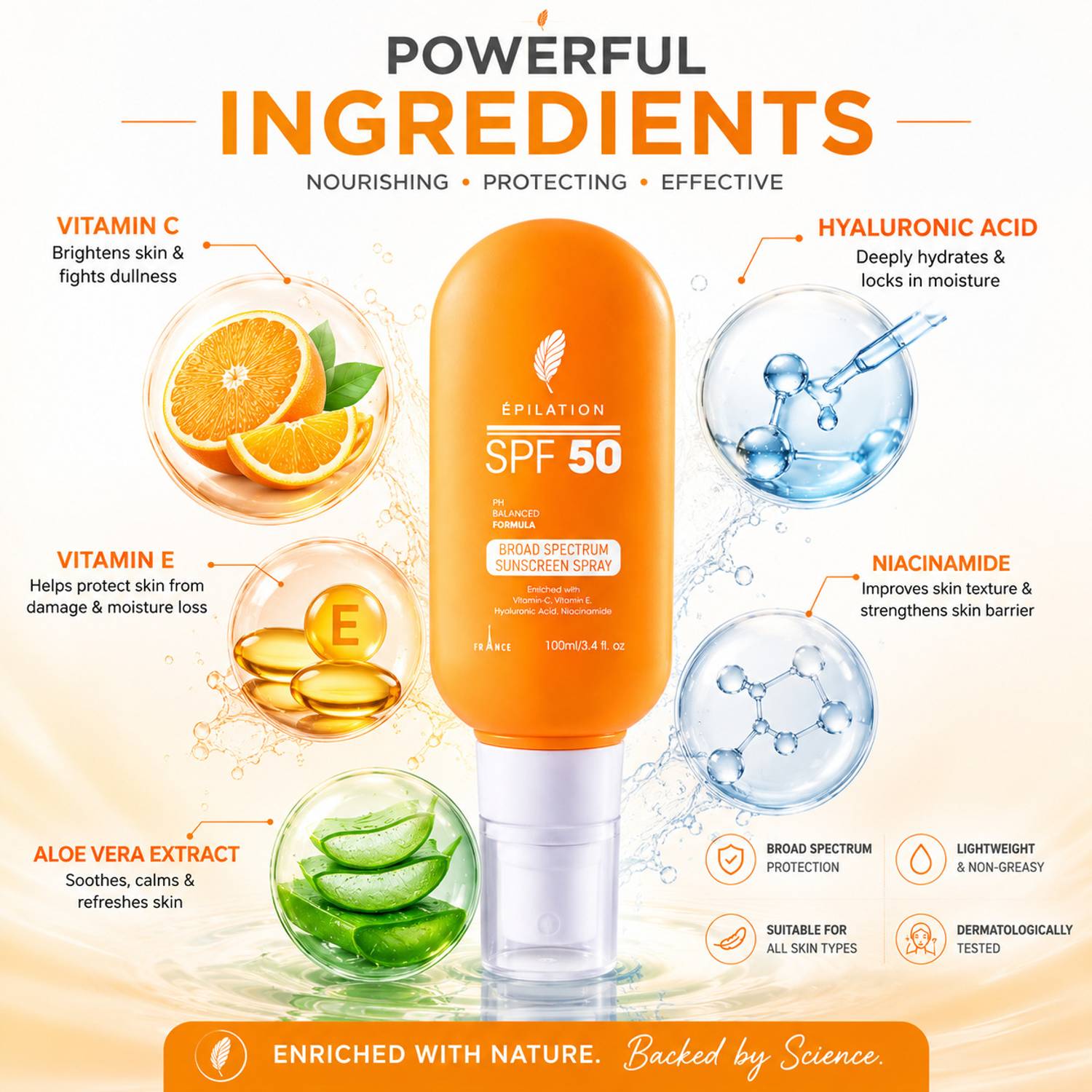 epilation Sunscreen SPF 50 Spray 100ml - Image 3
