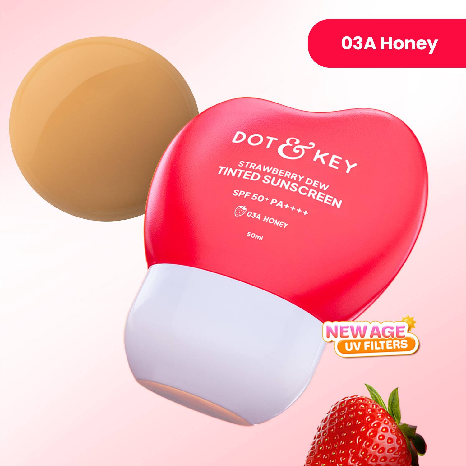 Dot & Key Strawberry Dew Tinted Sunscreen SPF 50+ PA++++ 03A Honey - Image 2