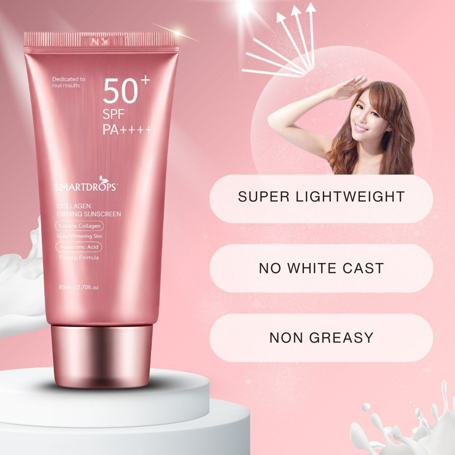 Image of smartdrops Sunscreen - SPF 50 PA++++ Collagen UV Shield Sunscreen SPF 50+ PA++++ for Sun Burn Protection & Unisex Use