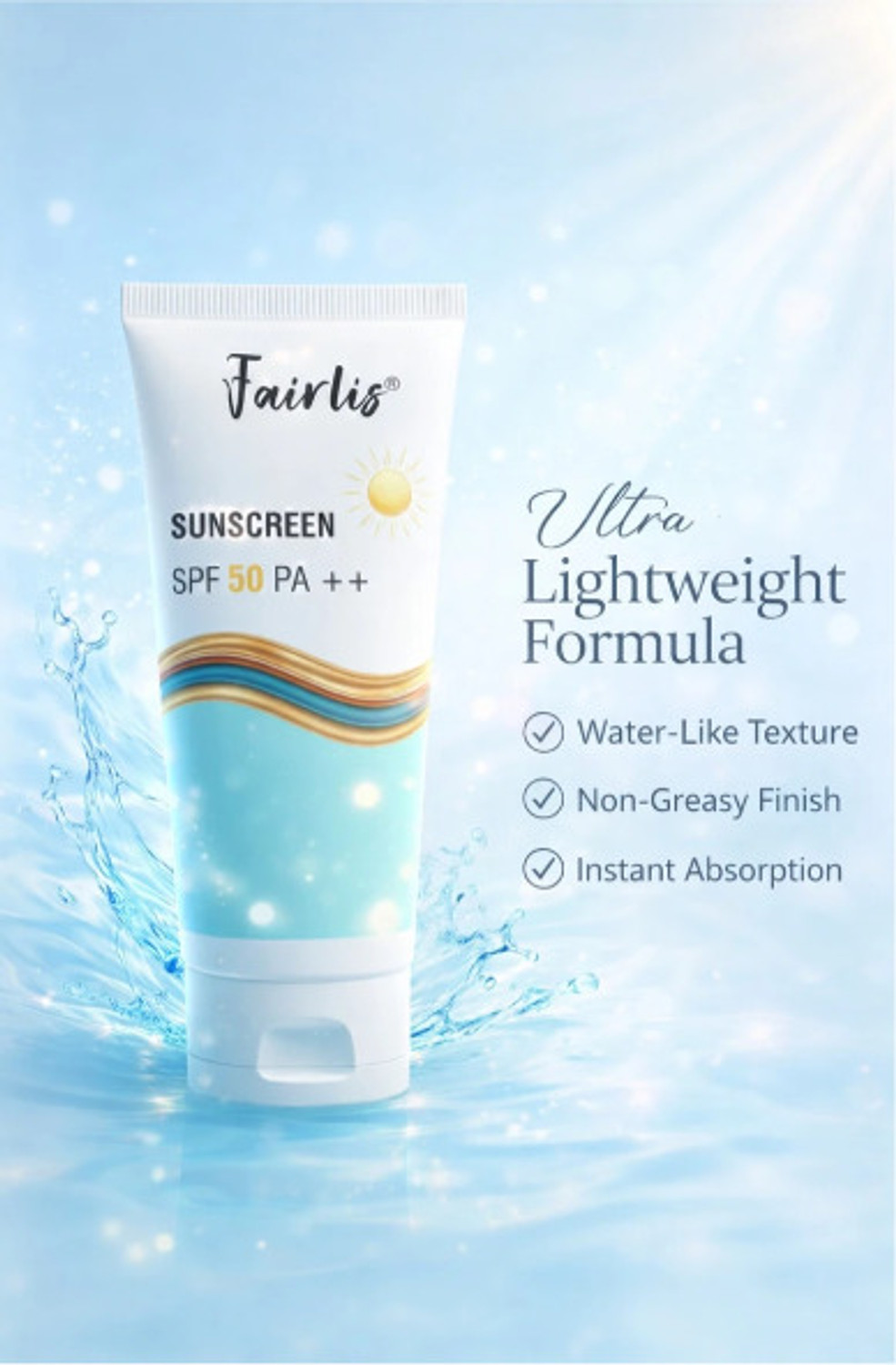 Image of Fairlis Sunscreen - SPF 50 PA++ 100ml SPF 50 PA++ Sunscreen Daily Face Care Non Greasy