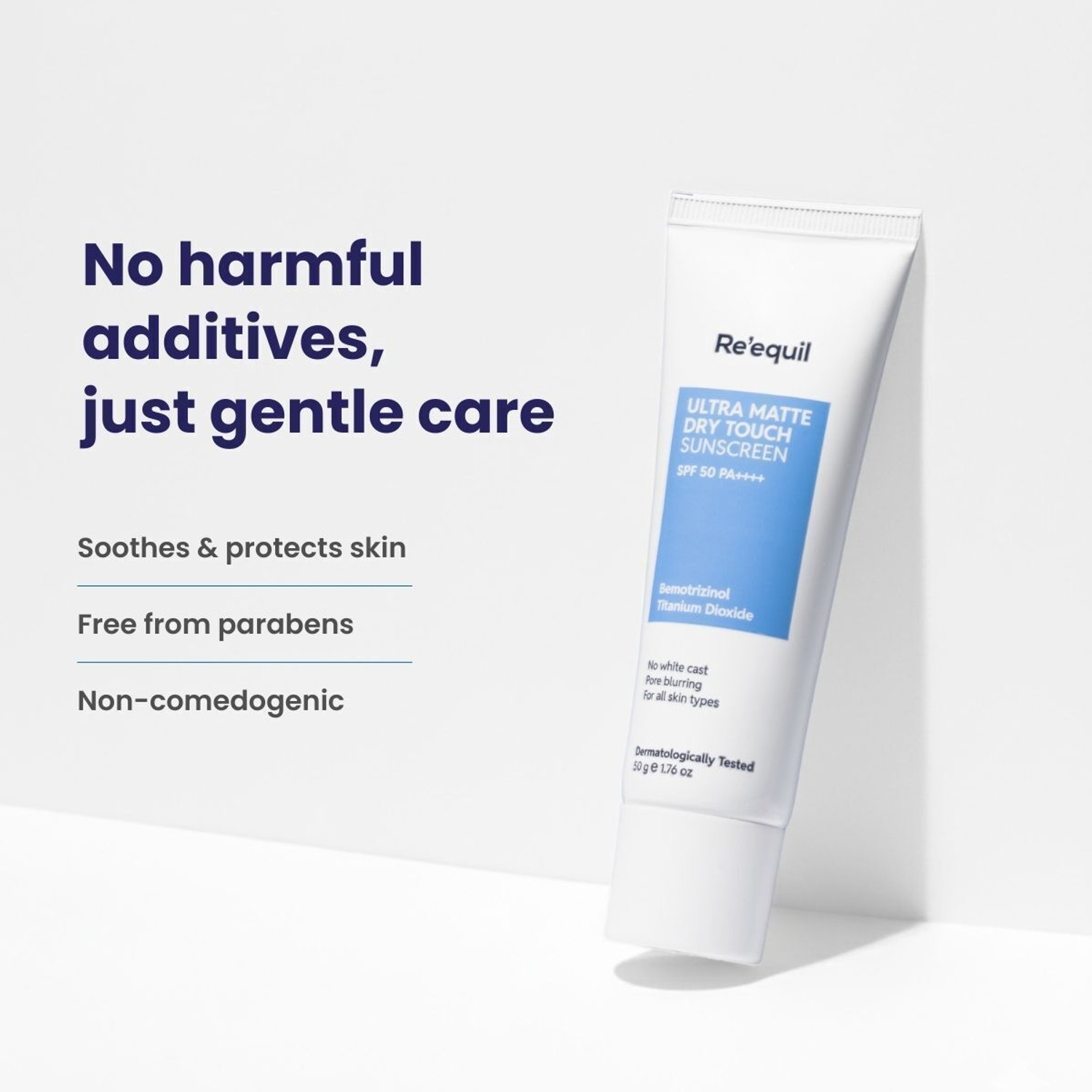 Image of Re'equil Sunscreen - SPF 50 PA++++ Ultra Matte Dry Touch Sunscreen Gel