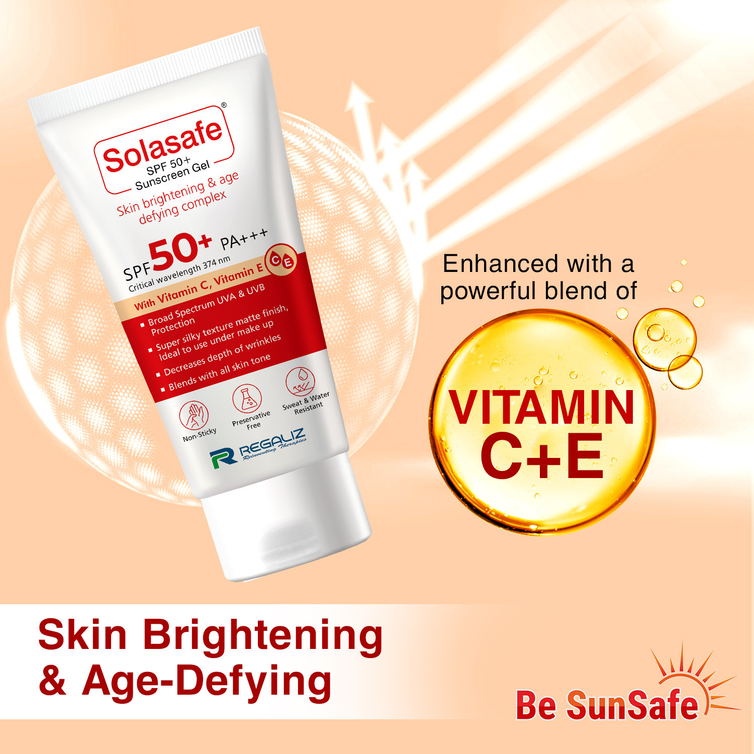 Image of solasafe Sunscreen - SPF 50 PA+++ SPF 50+ Silicone Sunscreen, 50gm