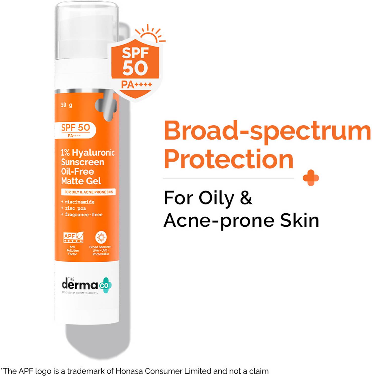 The Derma Co Sunscreen SPF 50 PA++++ 1% Hyaluronic Oil-Free Gel - Image 1