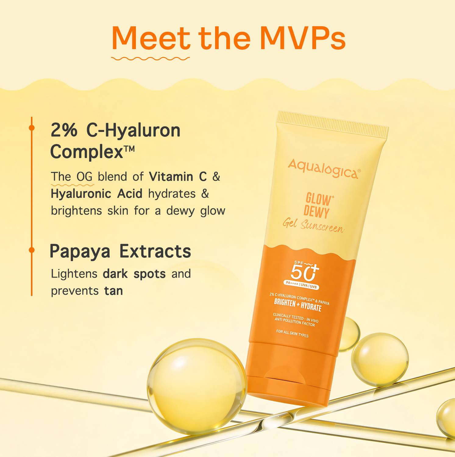 Aqualogica Sunscreen SPF 50 PA++++ Glow+ Dewy Vitamin C 50g - Image 4