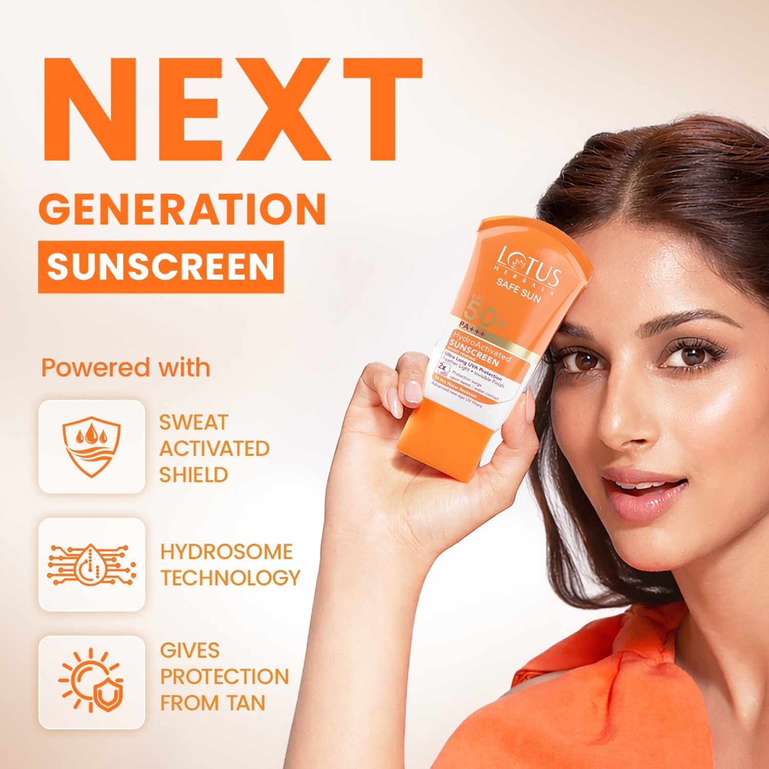 Image of LOTUS HERBALS Sunscreen - SPF SPF 50+ PA+++ Safe Sun HydroActivated Face