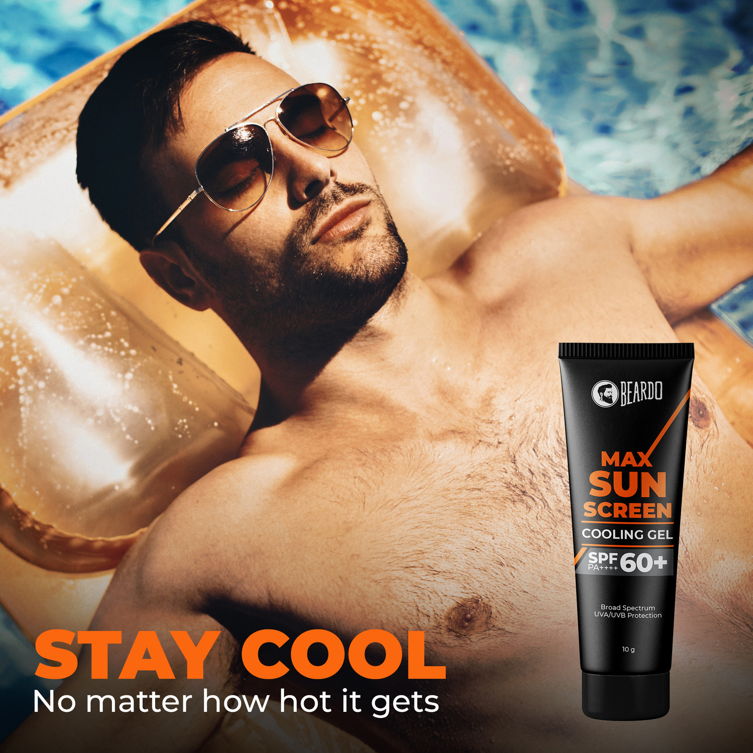 Image of BEARDO Sunscreen - SPF 60 PA++++ Max Sunscreen Cooling Gel For Men|Broad Spectrum UVA /UVB Protection Brightening