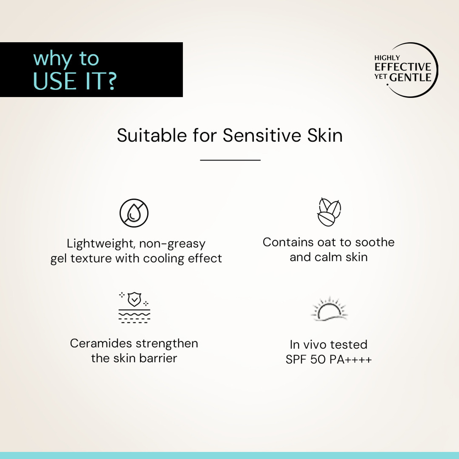 Image of Deconstruct Sunscreen - SPF 50 PA++++ Oats and Ceramide Gel Sunscreen Barrier Repair Oily Skin For Men & Women