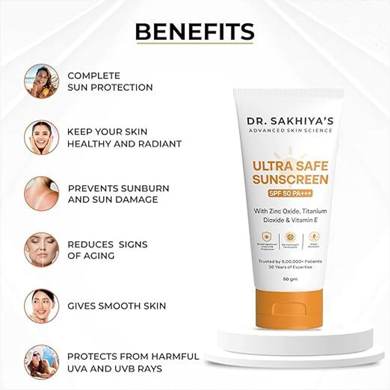 Image of DR. SAKHIYA'S Sunscreen - SPF 50 PA+++ Ultra Safe Sunscreen