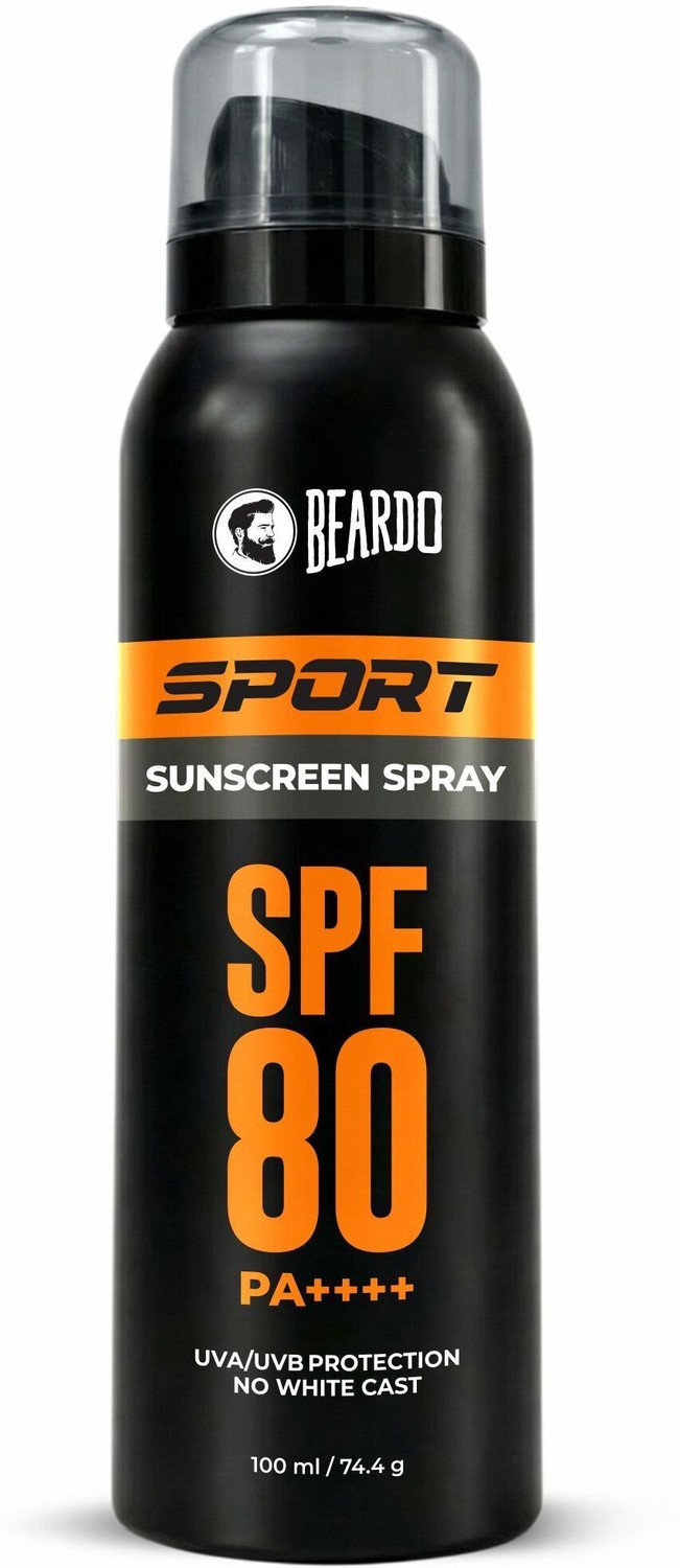 Image of BEARDO Sunscreen - SPF 80 PA++++ Sport Sunscreen Spray For Men UVA UVB Protection No White Cast Easy Application