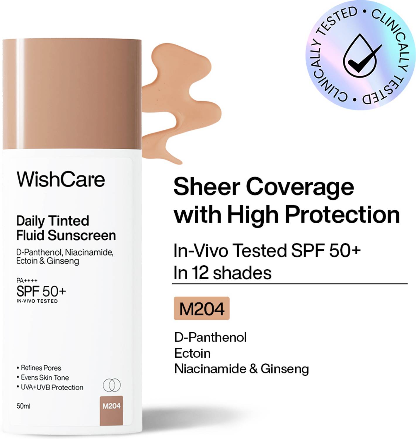 WishCare Sunscreen SPF 50 PA++++ Tinted Fluid - Image 1