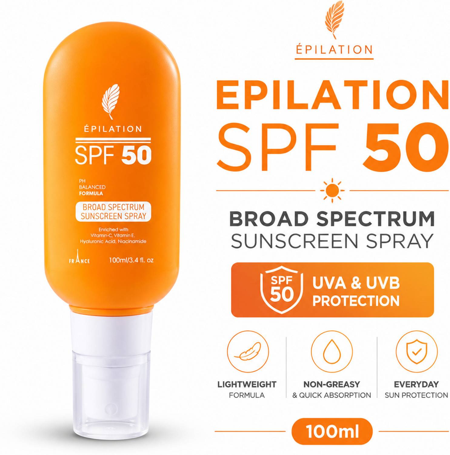 epilation Sunscreen SPF 50 Spray 100ml - Image 1