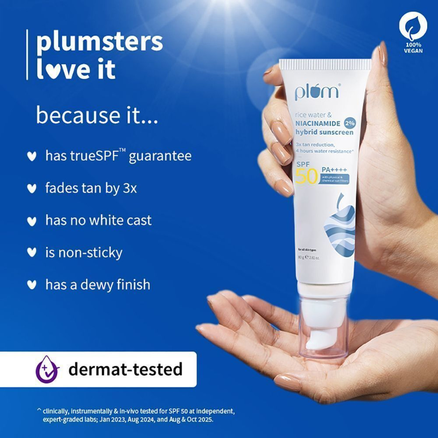 Image of Plum Sunscreen - SPF 50 PA+++ Rice Water & 2% Niacinamide Sunscreen SPF 50 PA+++ with 3X tan reduction