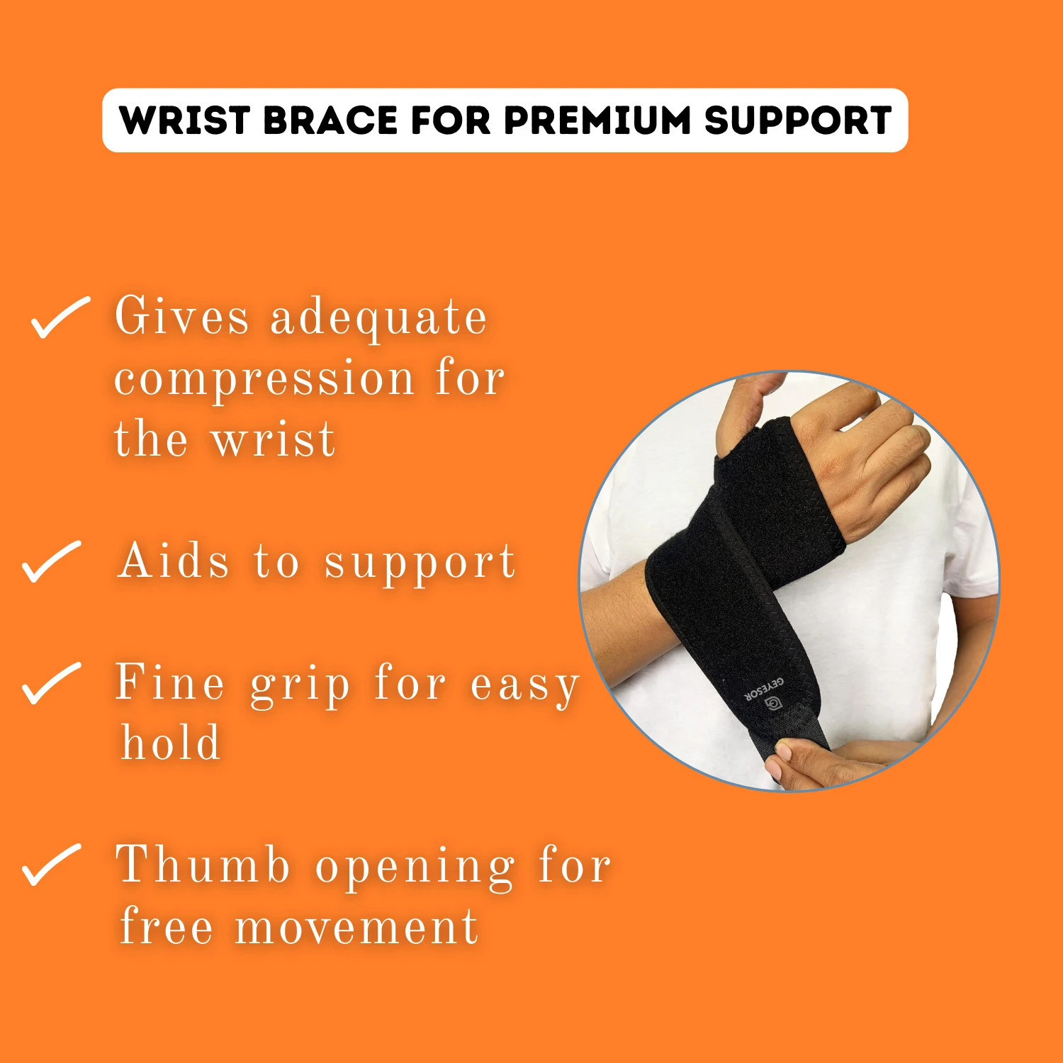 Image of GEYESOR Wrist Brace - Adjustable Wrist Band & Wrist Support for Pain Relief Hand Support