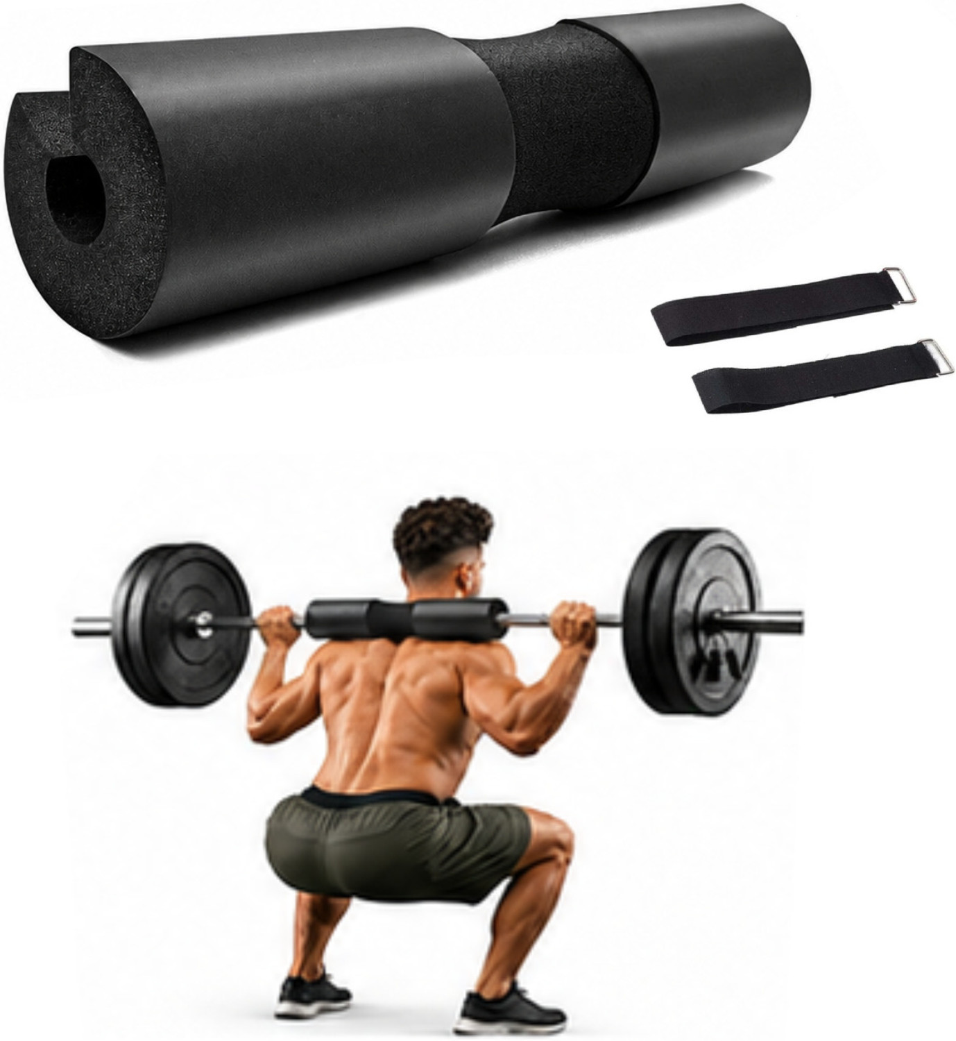 Image of GJSHOP Barbell Squat Bar Pad Soft Foam for Comfortable Support Neck Support (Black)