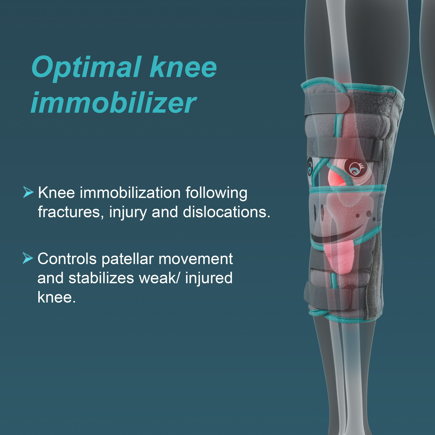 Image of TYNOR Knee Immobiliser, Grey, Child, 1 Unit Knee Support