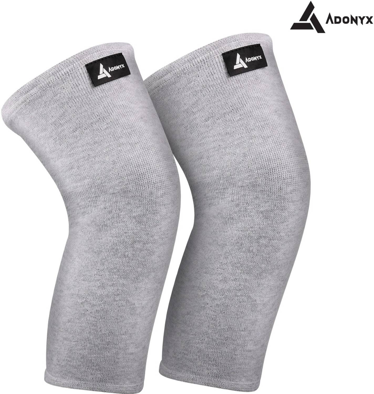 ADONYX Knee Compression Sleeve for Men and Women (2 Pack) Brace for Running and Workout Knee Support