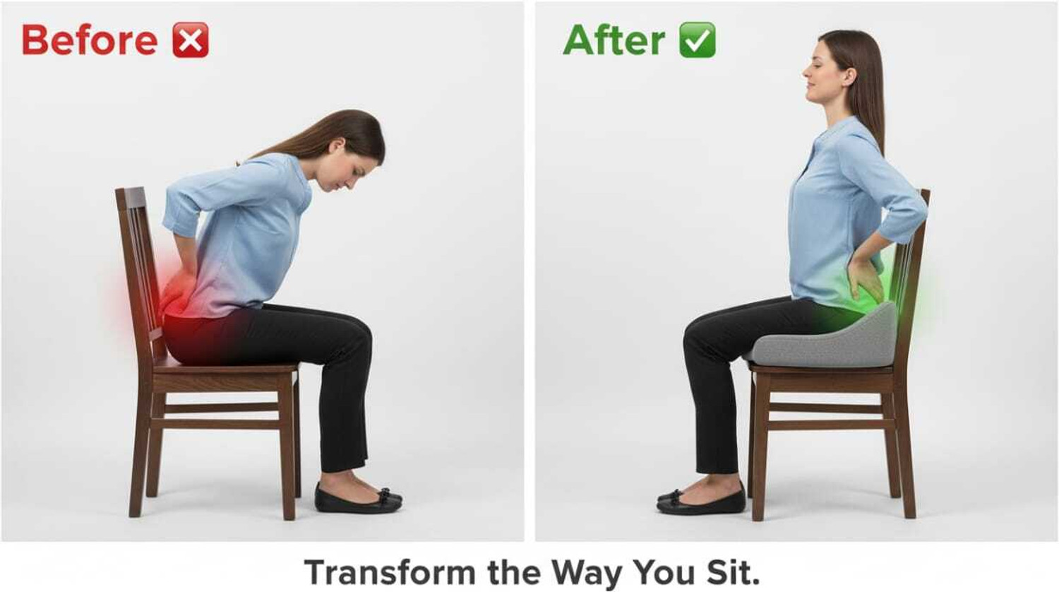 Image of COO RIZZ Nap time Anytime OrthoSeat Memory Foam Coccyx Support Cushion for Office Chair & Sitting Comfort Back / Lumbar Support