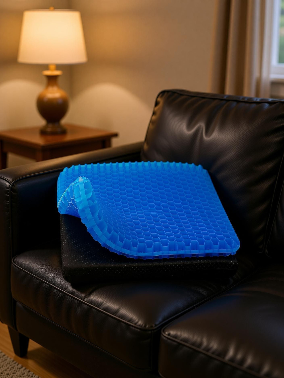 Image of VISHIXIT Gel Seat Double Thick with Non-Slip Cover, Breathable Honeycomb Gel Cushion Back / Lumbar Support