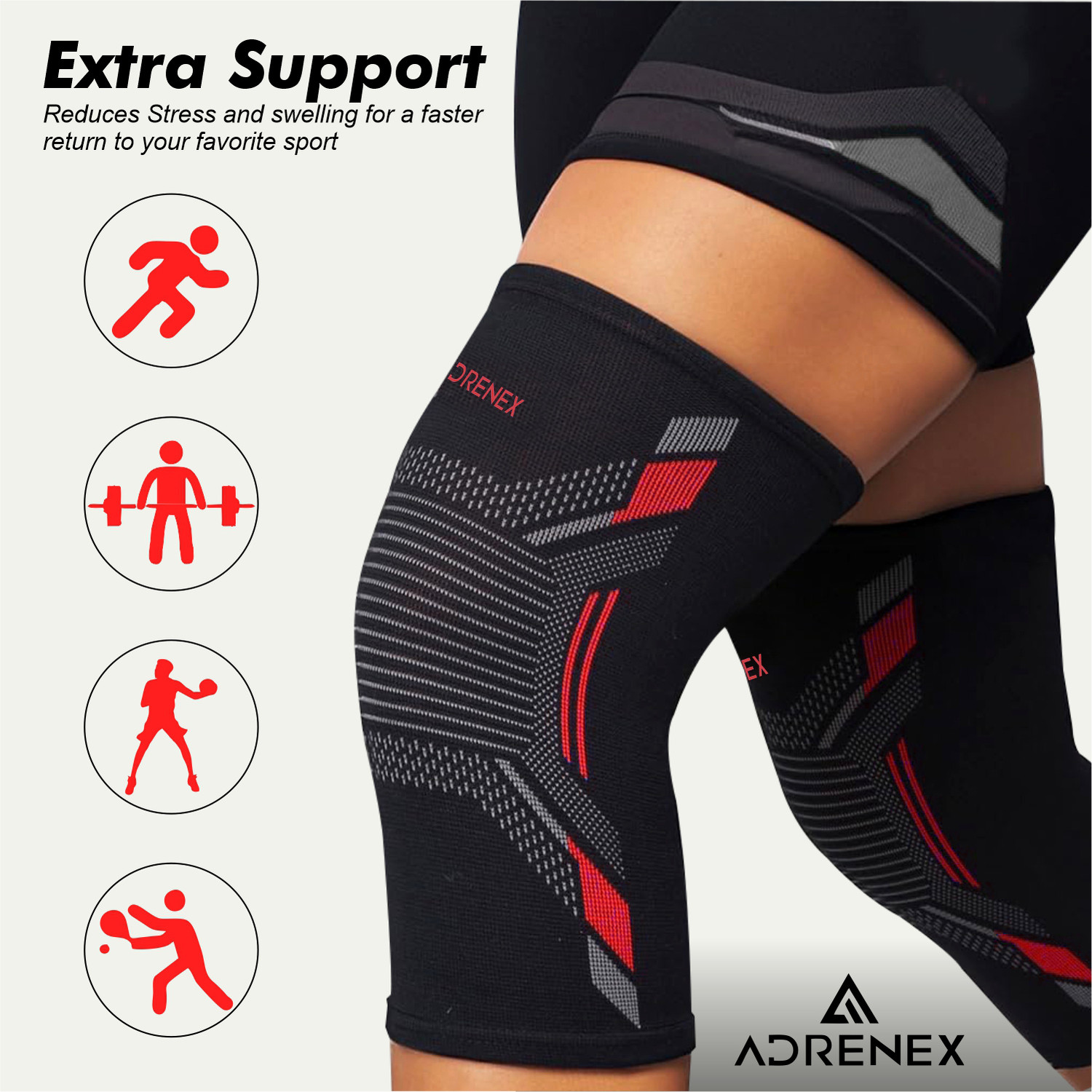 Image of Adrenex Knee Support For Exercise, Gym, Running, Yoga, Pain Relief Men & Women Knee Support