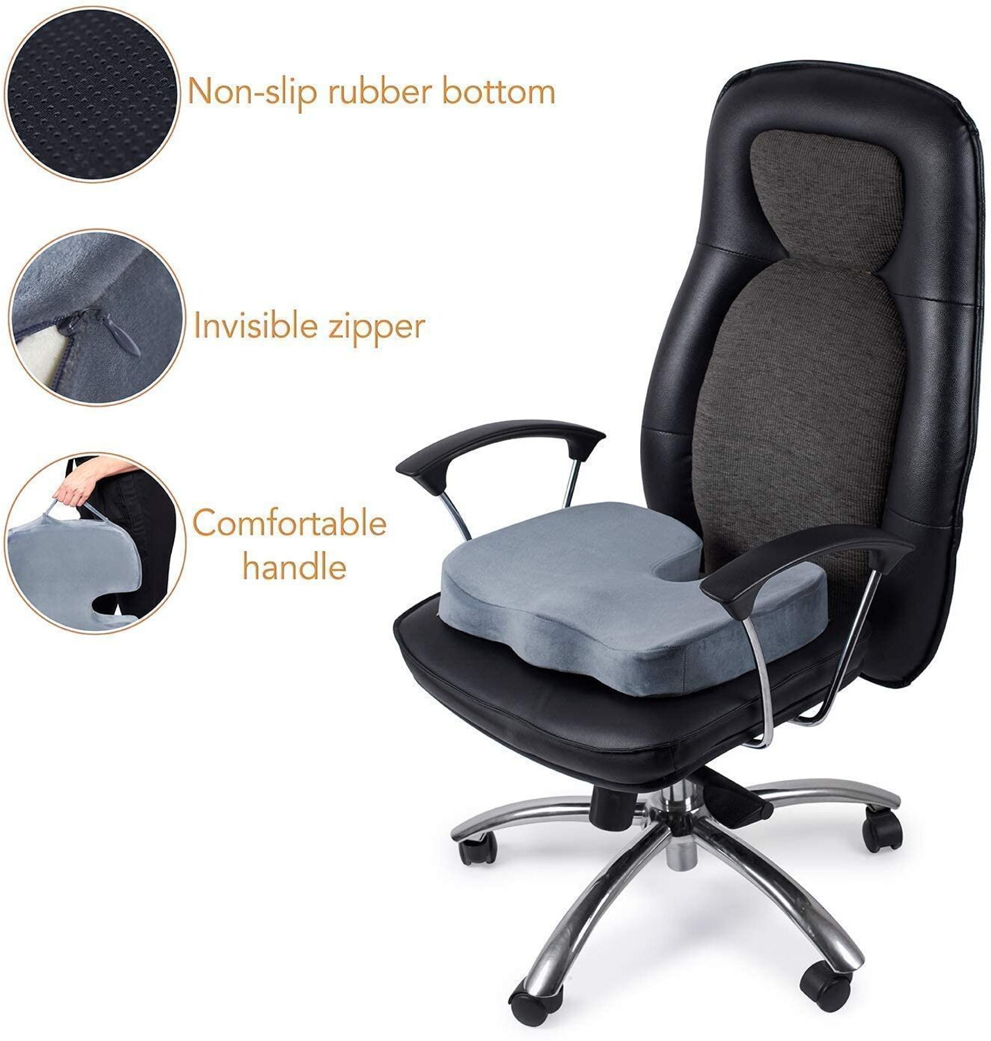 Image of Dr Touch Coccyx Cushion Tailbone Lower Back Support and Pain Relief For Office car seats Back / Lumbar Support