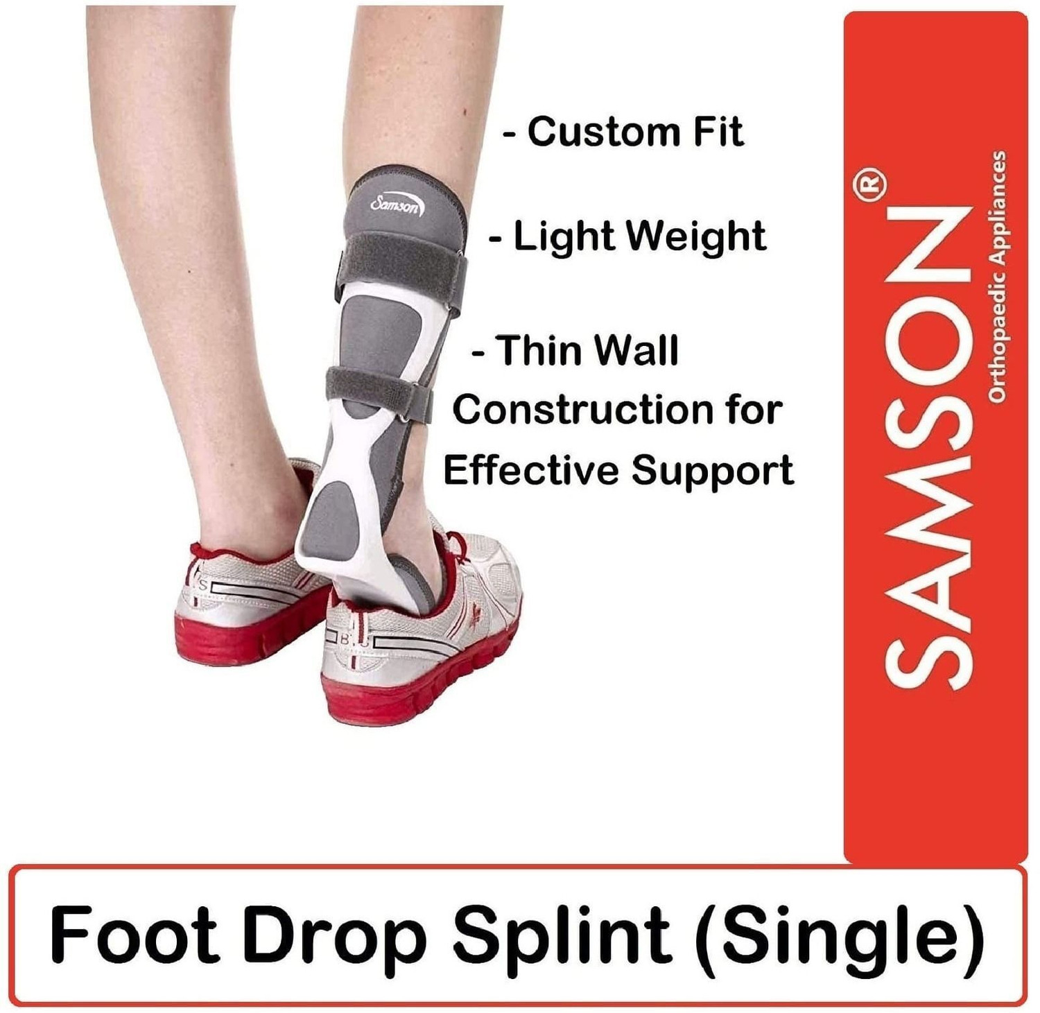 Image of SAMSON Custom fit foot Drop Splint (Left Leg - Large Size) Splints
