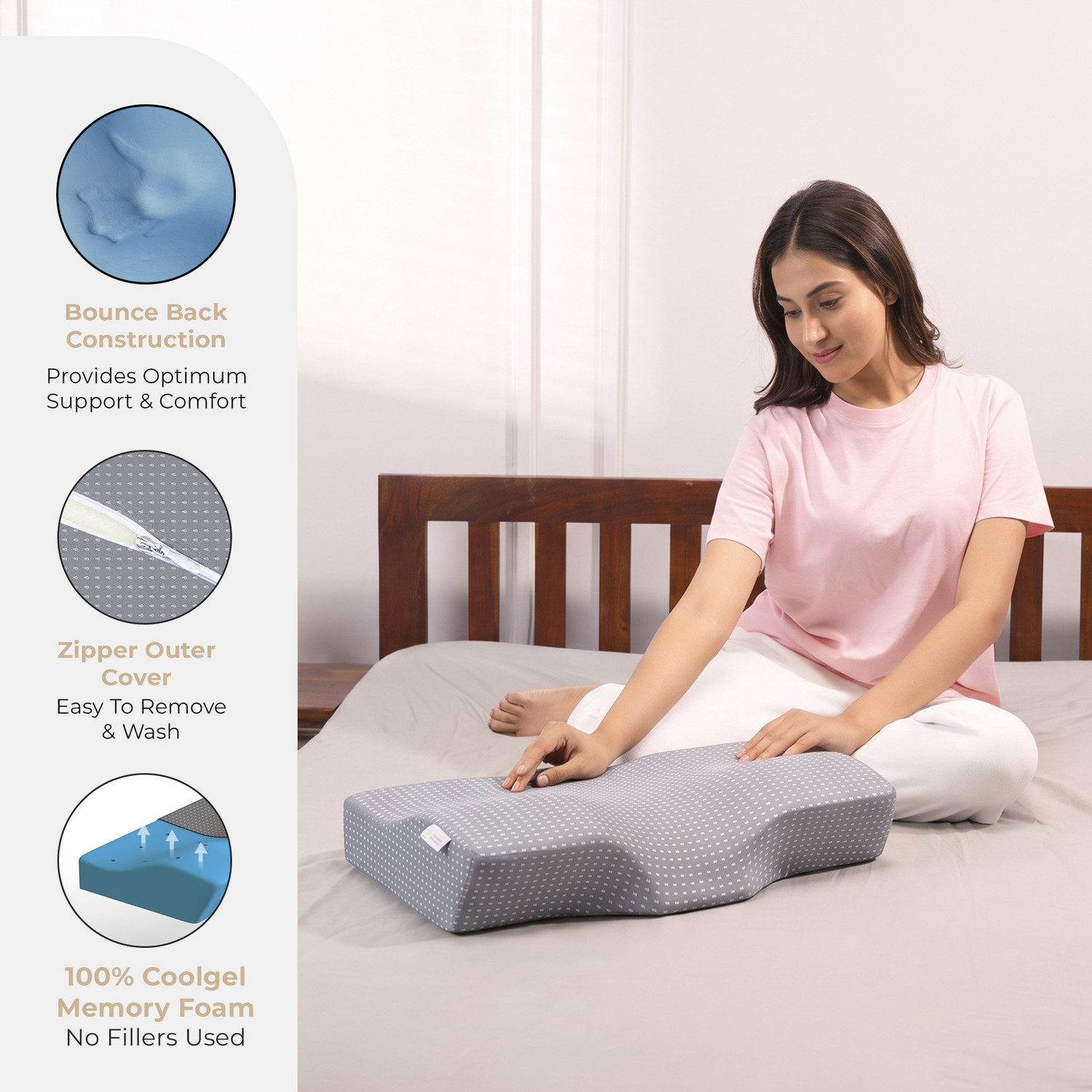 Image of MY ARMOR Cool Gel Memory Foam Cervical Pillow for Neck Pain and Shoulder Pain Relief Cervical Pillow