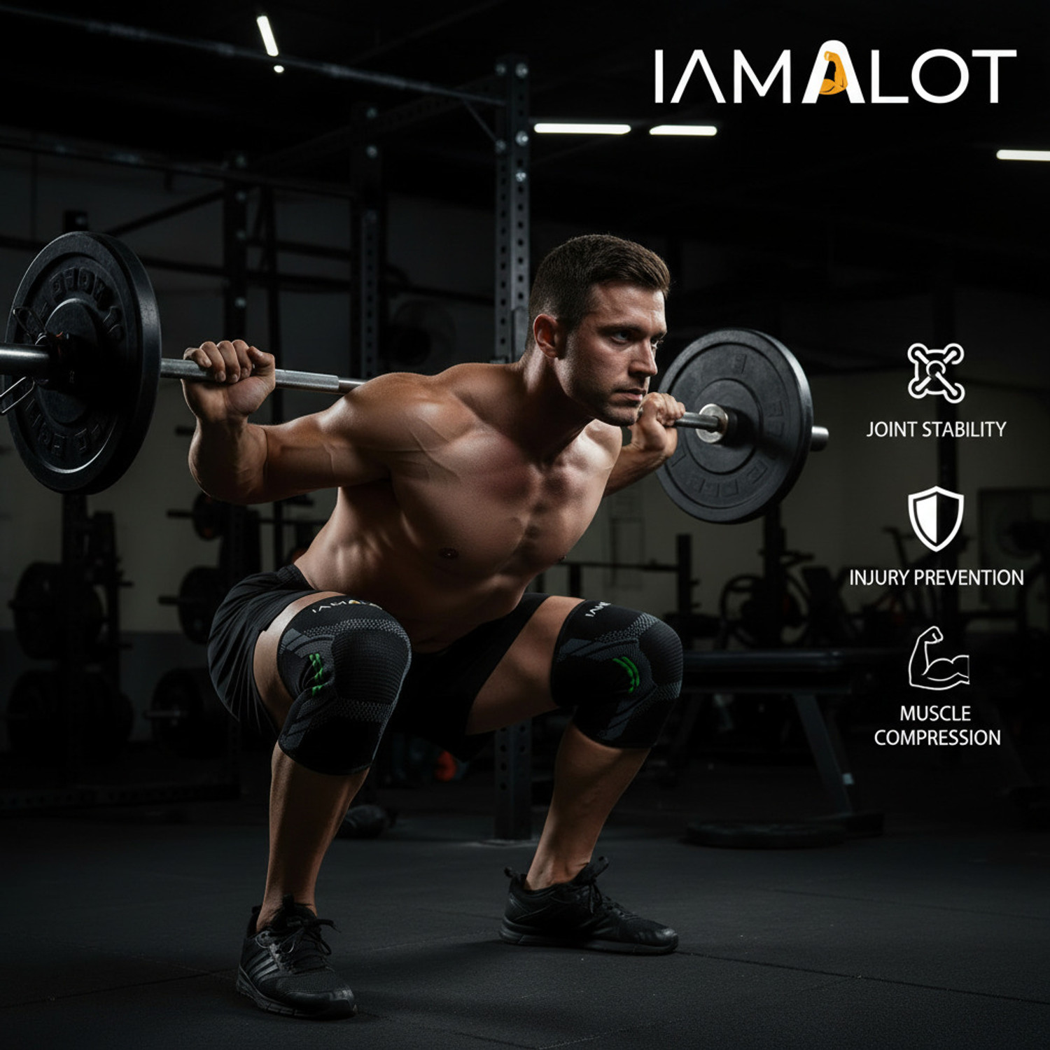Image of iamalot Knee Support Sleeve for Men & Women | Sports Knee Cap for Gym, Running, Workout Knee Support