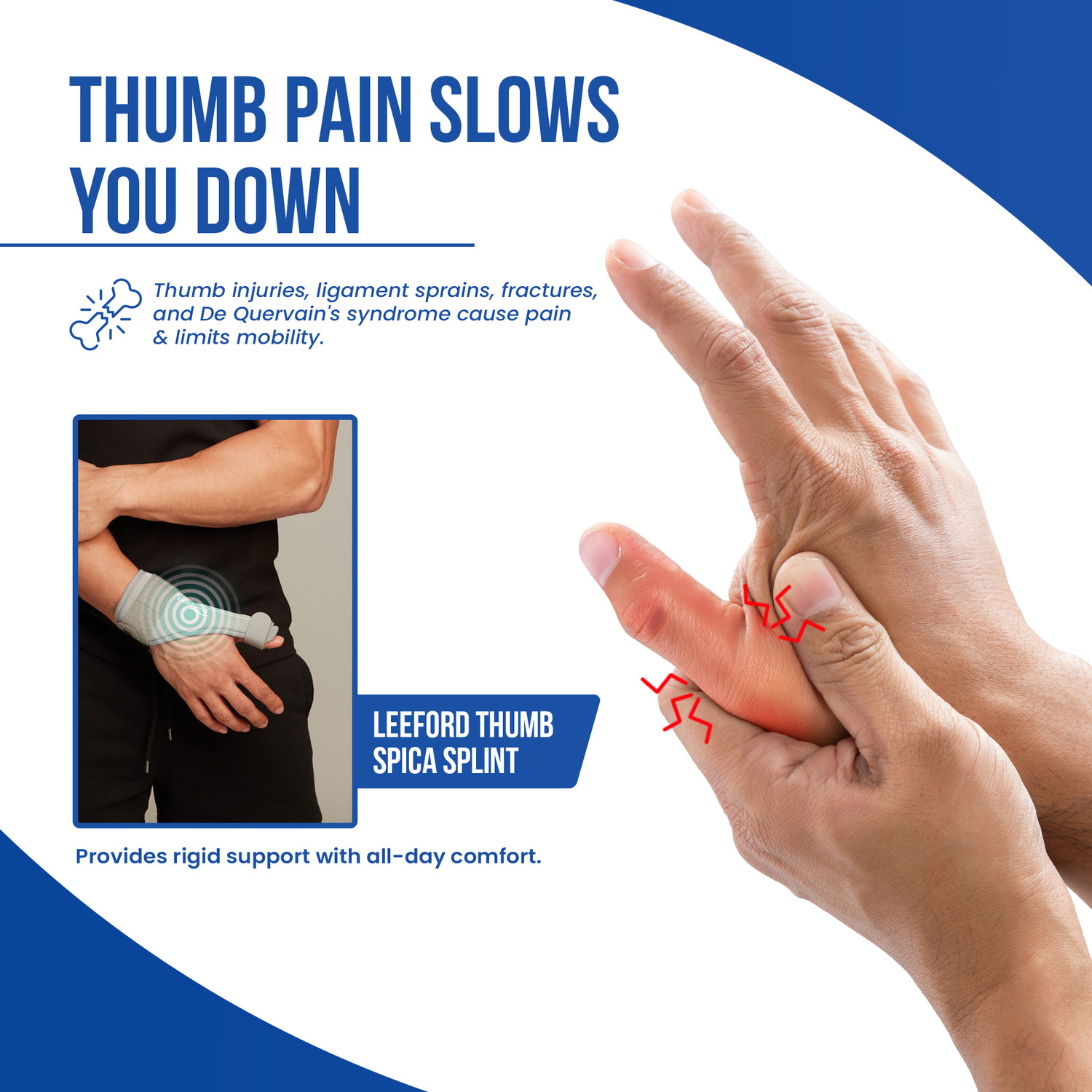 Image of Leeford Thumb Spica Splint for Arthritis & Soft Tissue Injuries | Hand Brace for Comfort Splints